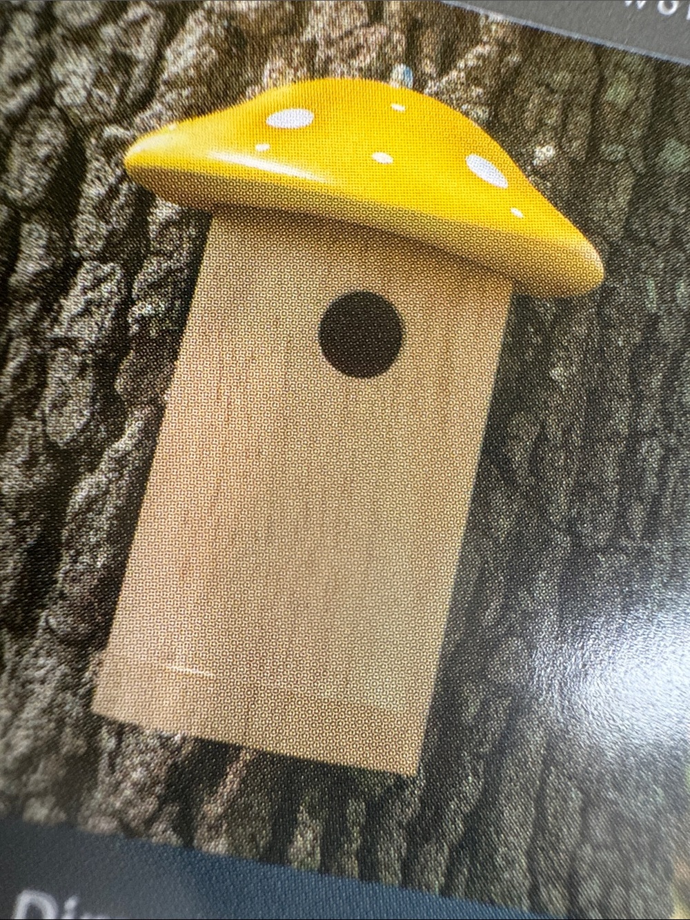 Belavi Yellow Mushroom Top Wooden Birdhouse NWT